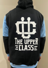 Load image into Gallery viewer, Premium tall hoodie blue and black.