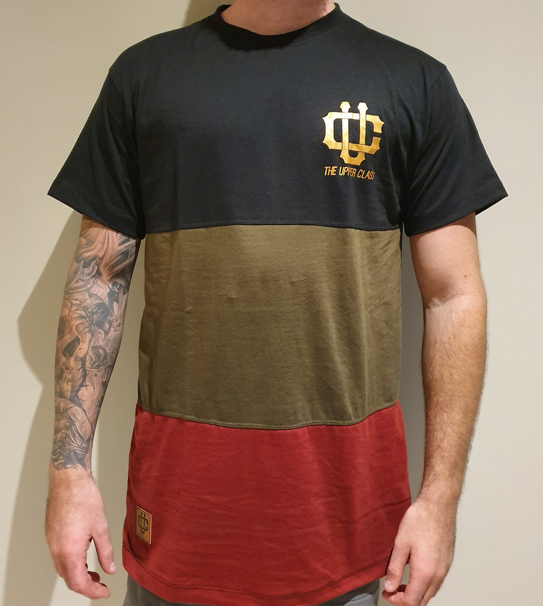 Maroon tri panel tall tee